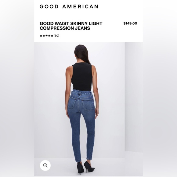 $149 GOOD AMERICAN Good Waist Made In USA Jeans Womens 22 Ankle 35x25” High-rise - Picture 6 of 15